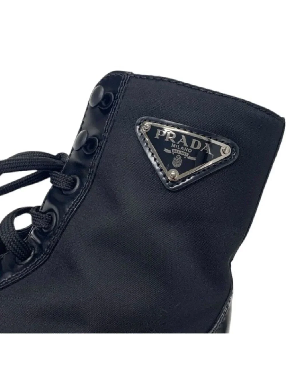 Prada Boots Short Shoes Nylon Leather Black Re-nylon Brushed - Picture 10 of 10
